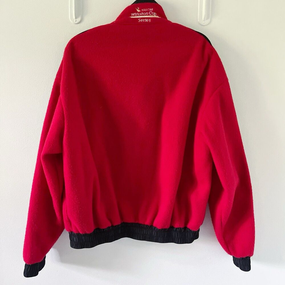 Vtg Nascar Winston Cup Men's Red Fleece Swingster Jacket XL USA Eagle Stripe - Picture 11 of 16